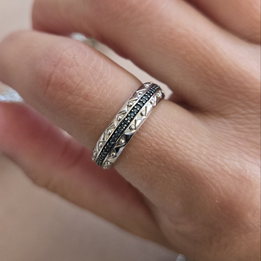 Sterling Blue Diamond Ring